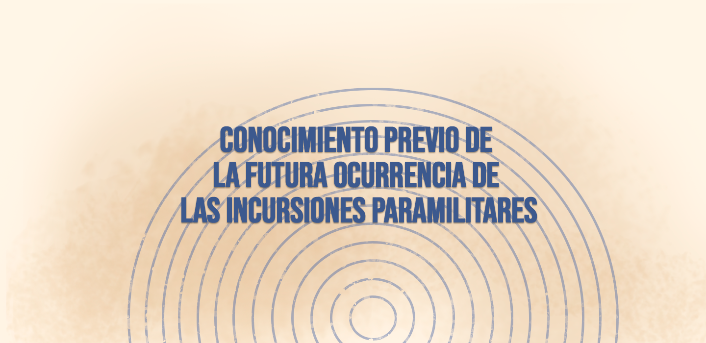 CONOCIMIENTO PREVIO DE LA FUTURA OCURRENCIA DE LAS INCURSIONES PARAMILITARES